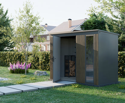 Gerätehaus mit Lamellen 2,86x1,36 (m) RAL 7016