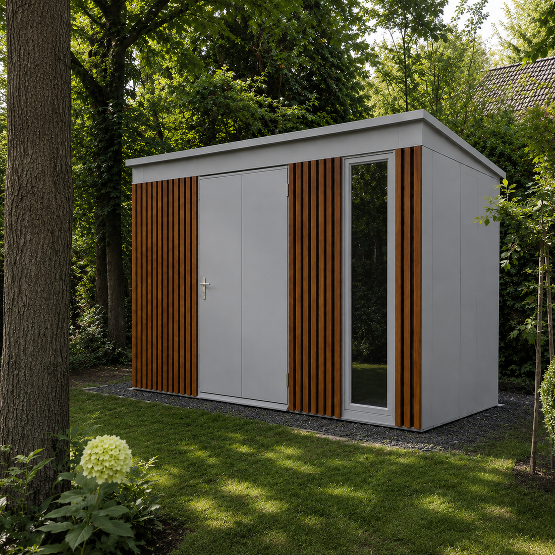 Tool Shed with slats 3,36x3,36 (m)